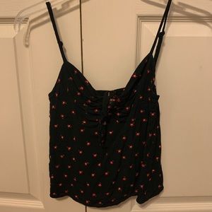 Brandy Melville Navy Tank w/ Red Flowers